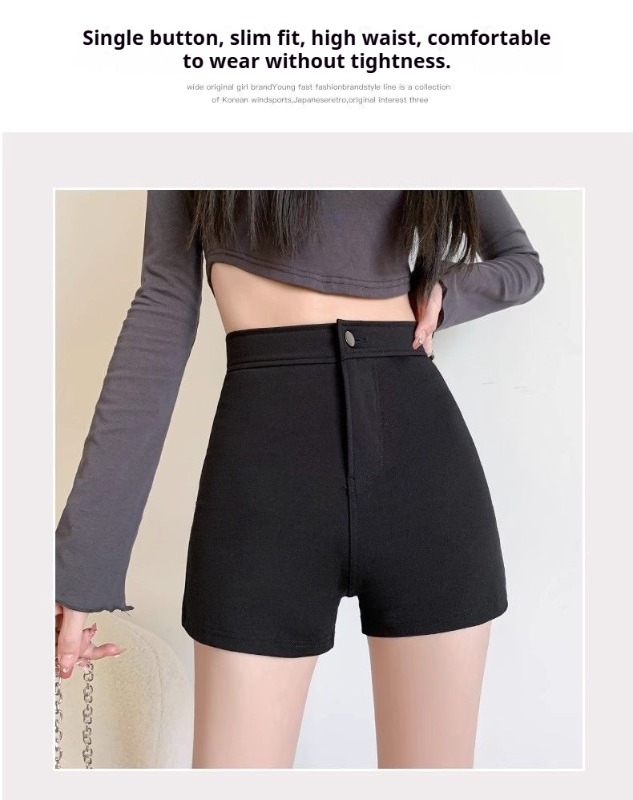 New High-Elastic Body-Conforming Women's Group Shorts: High-Waisted, Belly-Firming, Hip-Up, Slimming, Non-Pocketing, Versatile Outerwear Hot Pants