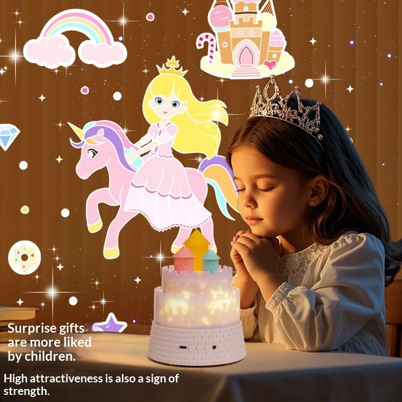 Castle-shaped Kids Projector Light, Bluetooth Storytelling Starry Night Light, Princess & Dinosaur Cartoon Ambience Lamp, Baby Sleep Companion Gift
