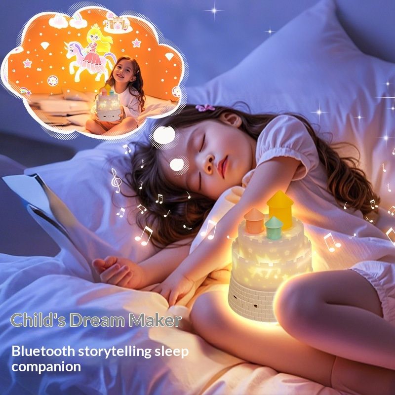 Castle-shaped Kids Projector Light, Bluetooth Storytelling Starry Night Light, Princess & Dinosaur Cartoon Ambience Lamp, Baby Sleep Companion Gift