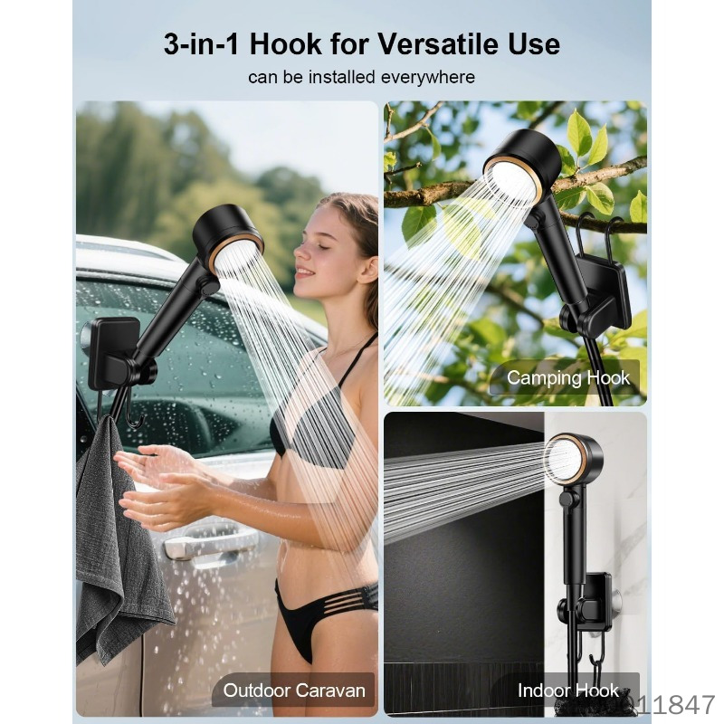 【8000mA】Portable Camping Shower, 8000mAh Rechargeable Outdoor Shower Pump Kit with Intelligent Display, 4 Spray Modes, IPX8 Waterproof for Travel, Hiking, Car Washing, Pet Bath