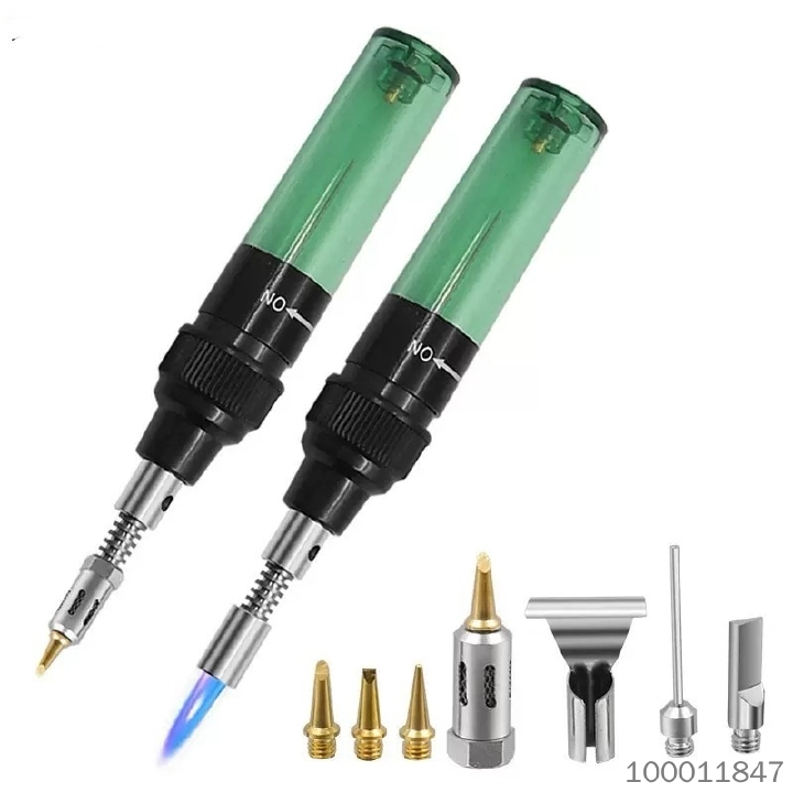 Pen Type Adjustable Temperature Gas Soldering Iron, Cordless Butane Welding Torch, Multi-tips Set, Outdoor Repair Electronic Soldering Heat Shrink Tube Heating Tool