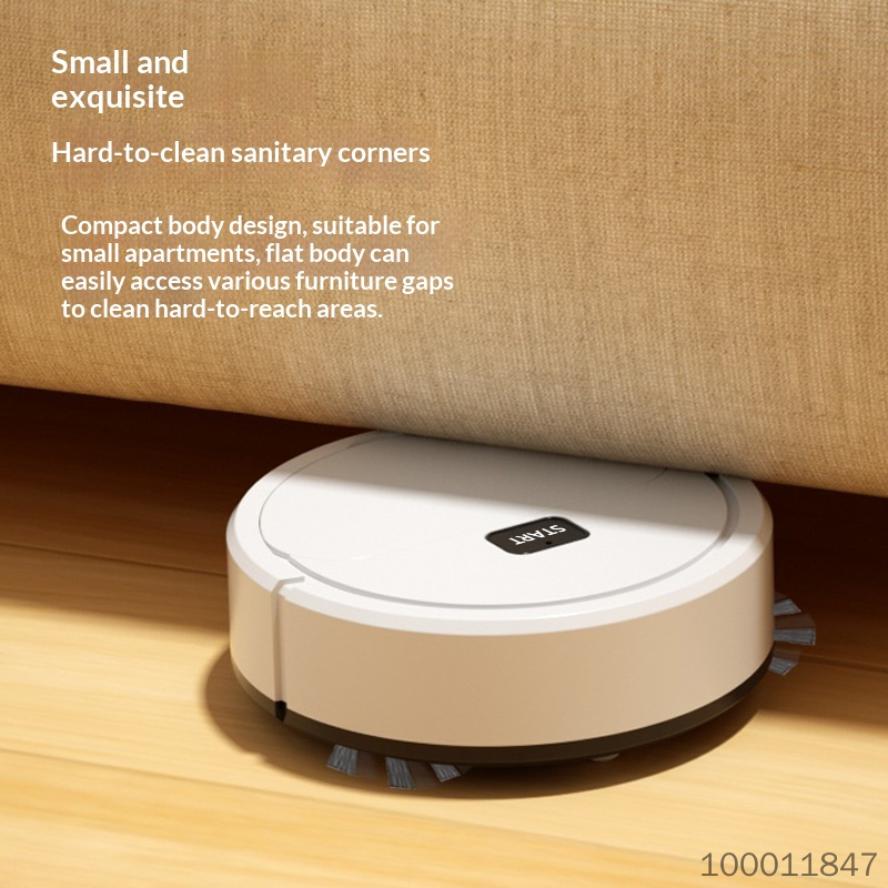 Automatic Smart Vacuum Cleaner Robot, Home Cleaning Appliance with Dual Side Brushes, Strong Suction, One-key Start, Auto Obstacle Avoidance for Lazy Home Cleaning