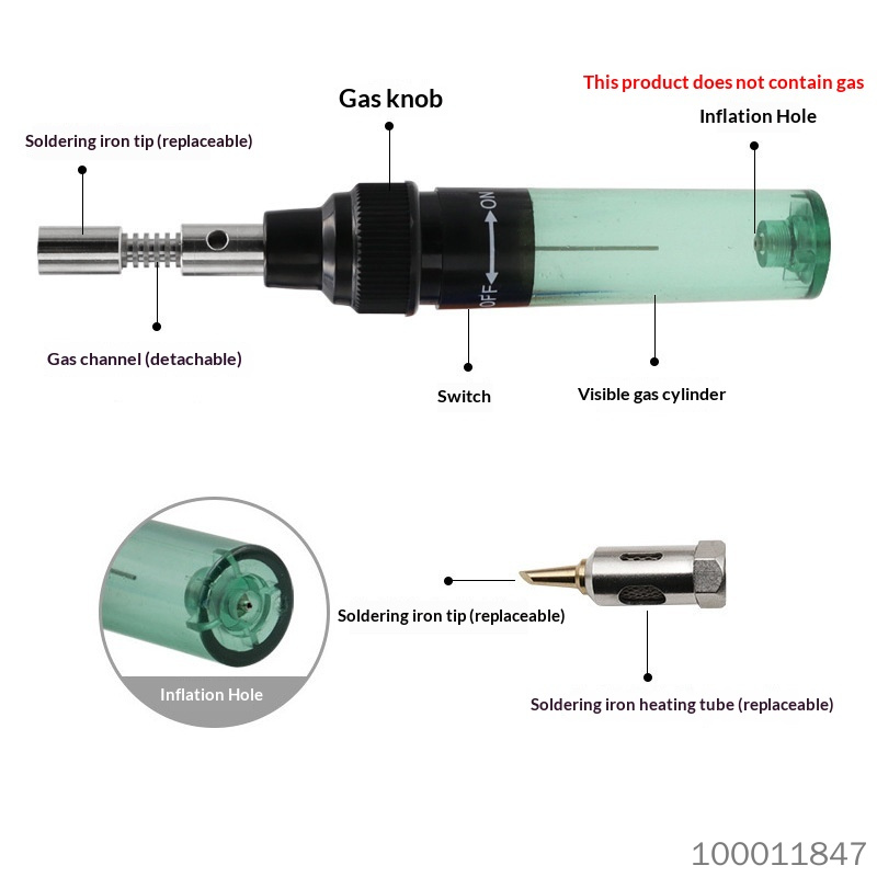 Pen Type Adjustable Temperature Gas Soldering Iron, Cordless Butane Welding Torch, Multi-tips Set, Outdoor Repair Electronic Soldering Heat Shrink Tube Heating Tool
