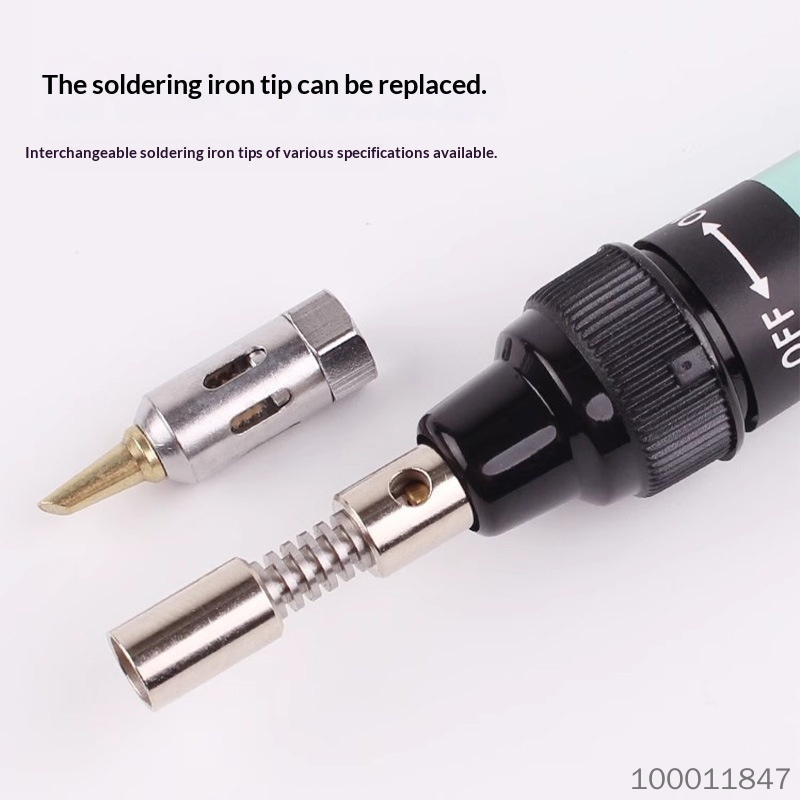 Pen Type Adjustable Temperature Gas Soldering Iron, Cordless Butane Welding Torch, Multi-tips Set, Outdoor Repair Electronic Soldering Heat Shrink Tube Heating Tool