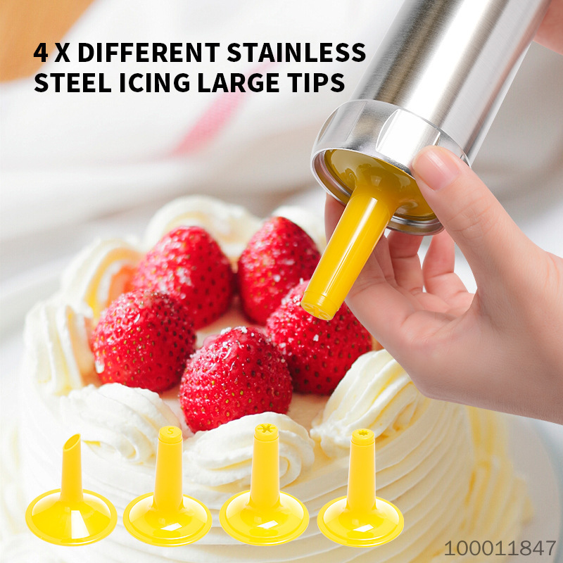 New Upgraded Stainless Steel Cookie Press Gun, 20 Discs + 4 Icing Nozzles, Household Baking Biscuit Maker, Cream Piping Tool, Christmas Cookie Making Kit