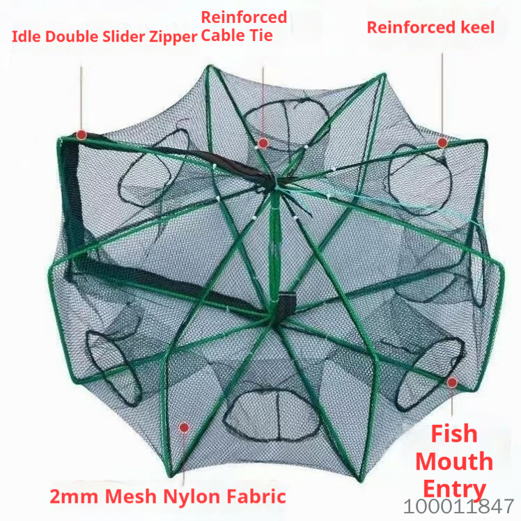 Fine Mesh Breathable Folding Fishing Cage, Automatic Folding Shrimp Eel Loach Trap, Good Air Permeability No Suffocation, Crayfish Crab Small Fish Ground Cage Net