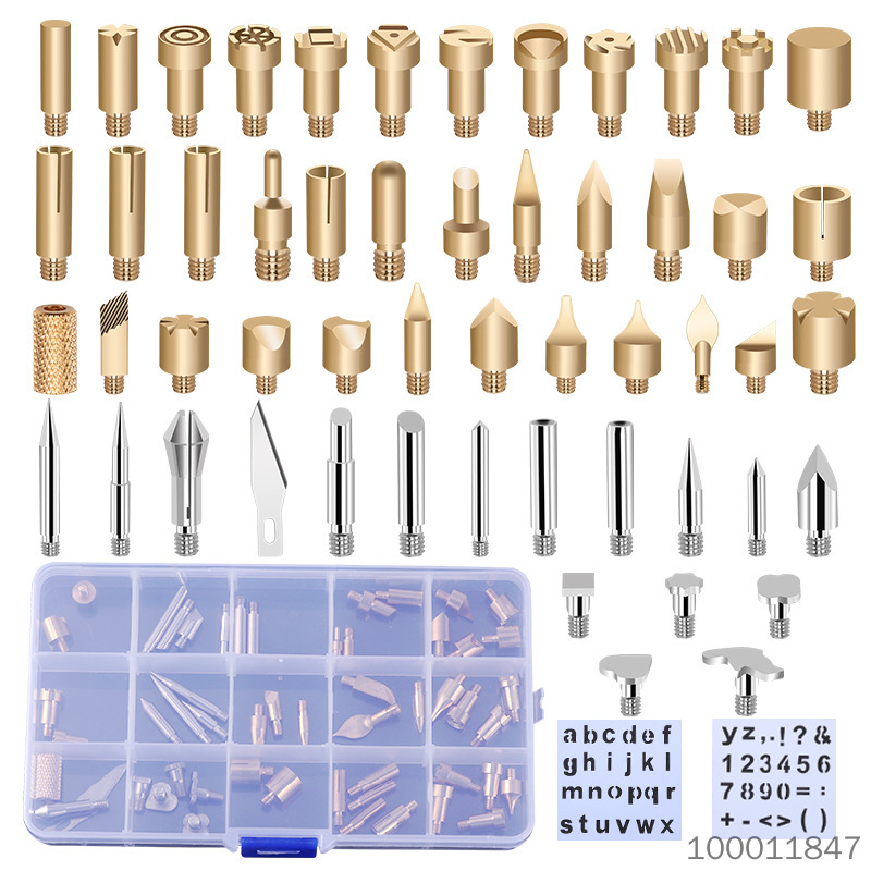 【 71 piece set 】 Temperature adjustable carving soldering iron set ceramic heating core internal thermoelectric soldering iron 60W adjustable temperature and painting tool DIY woodworking carving