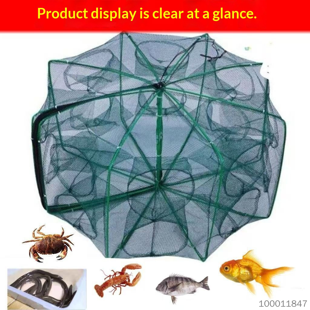 Fine Mesh Breathable Folding Fishing Cage, Automatic Folding Shrimp Eel Loach Trap, Good Air Permeability No Suffocation, Crayfish Crab Small Fish Ground Cage Net