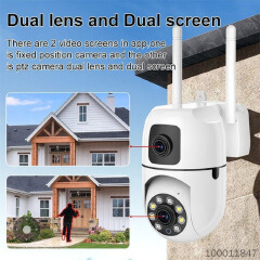 16MP Ultra HD Dual-Lens Wireless Wi-Fi Camera, Auto Human Tracking Smart Night Vision, Motion Detection White Light Alarm, Home Outdoor Waterproof Panoramic Security Camera