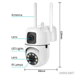 16MP Ultra HD Dual-Lens Wireless Wi-Fi Camera, Auto Human Tracking Smart Night Vision, Motion Detection White Light Alarm, Home Outdoor Waterproof Panoramic Security Camera