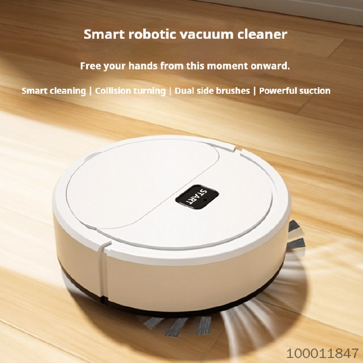 Automatic Smart Vacuum Cleaner Robot, Home Cleaning Appliance with Dual Side Brushes, Strong Suction, One-key Start, Auto Obstacle Avoidance for Lazy Home Cleaning