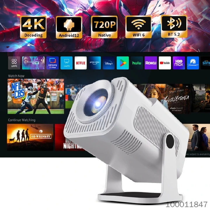 HY350 Pro intelligent streaming media projector 4K high-definition decoding 1080P native Android 12 WiFi 6 Bluetooth 5.2. Used for home theaters Teaching travel carry