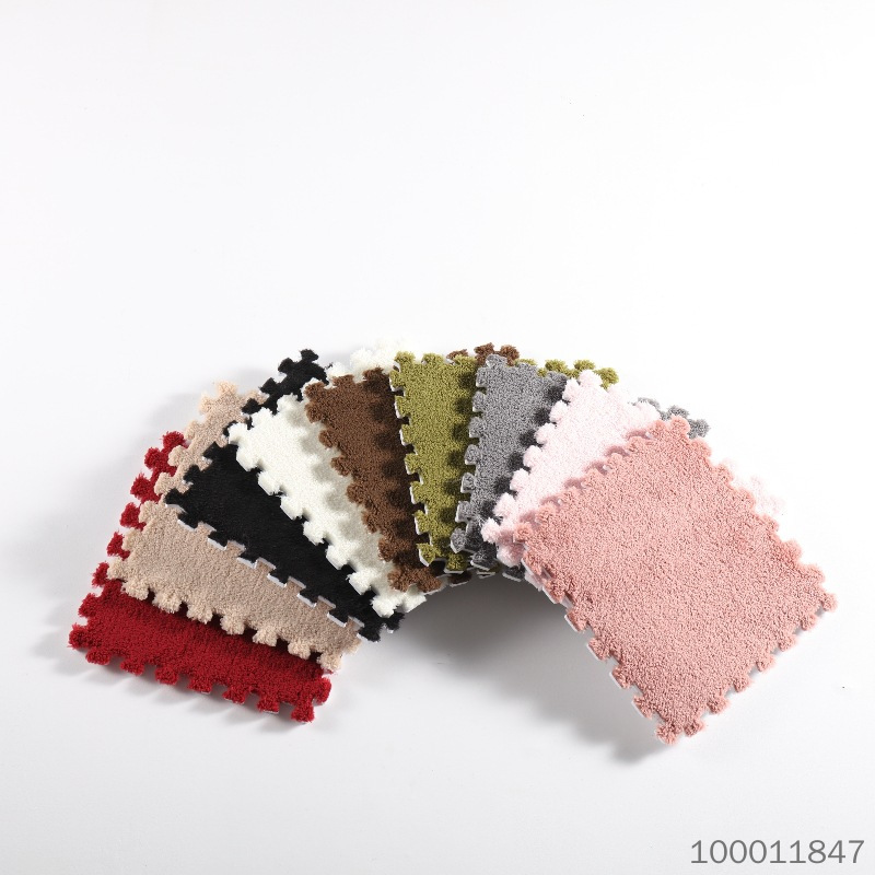 【10 pieces】Thick Plush Interlocking Foam Floor Mats, Soft Splicing Foam Carpet Tiles, Non-Slip Soundproof Washable Floor Rug for Bedroom Tatami Bay Window Kids Playroom