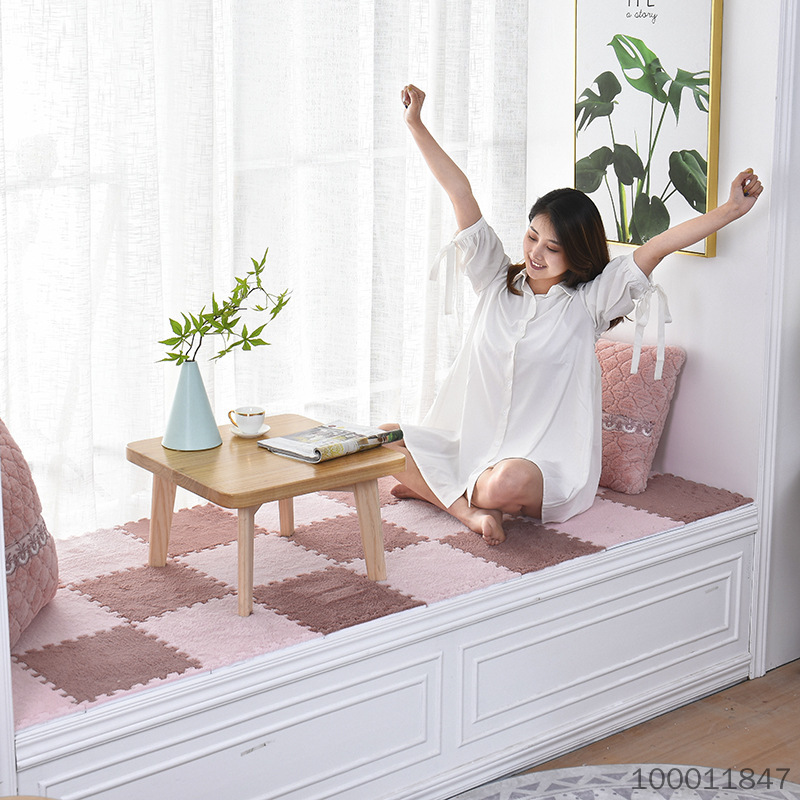 【10 pieces】Thick Plush Interlocking Foam Floor Mats, Soft Splicing Foam Carpet Tiles, Non-Slip Soundproof Washable Floor Rug for Bedroom Tatami Bay Window Kids Playroom