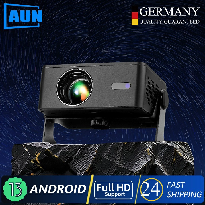 Smart Projector with Stand Built-in Apps, Native 1080P HD 4K Supported, Mini Home Cinema for Bedroom, Portable Outdoor Projector with Auto Focus & Keystone for Android/iOS, Wifi 6& Bluetooth 5