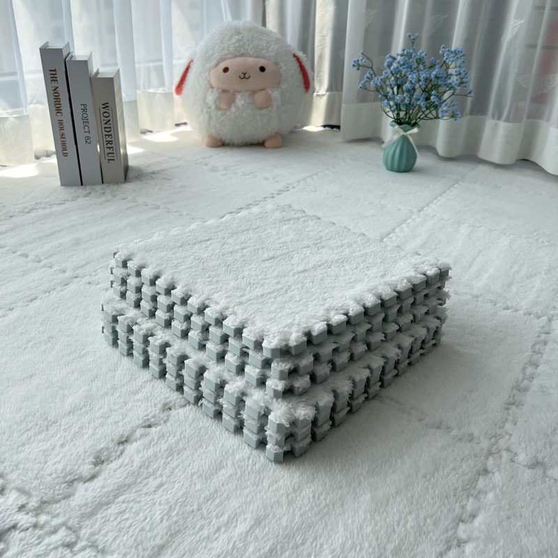 【10 pieces】Thick Interlocking Plush Foam Mat, Anti‑Fall Puzzle Rug for Home Bedroom & Kids Room