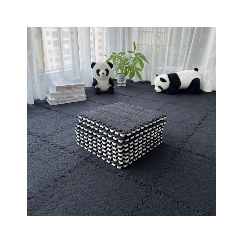 【10 pieces】Thick Interlocking Plush Foam Mat, Anti‑Fall Puzzle Rug for Home Bedroom & Kids Room