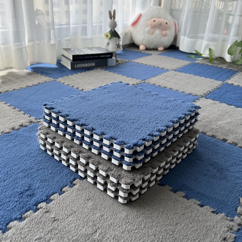 【10 pieces】Thick Interlocking Plush Foam Mat, Anti‑Fall Puzzle Rug for Home Bedroom & Kids Room