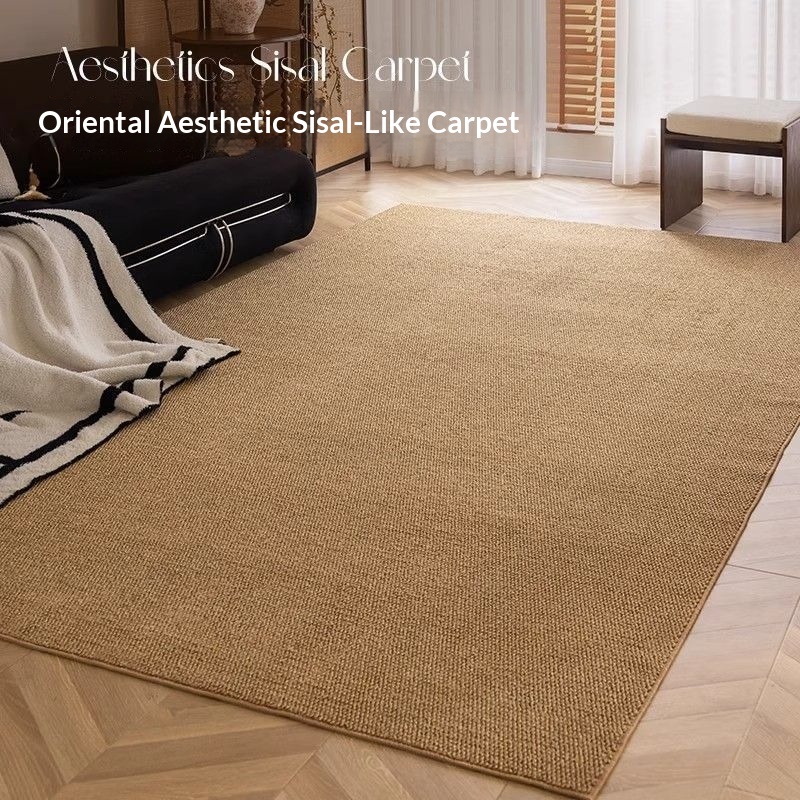 Oriental Aesthetics Imitation Sisal Carpet, Wear‑Resistant Anti‑Slip Large Area Rug for Living Room Sofa, Japanese‑Style Simple Bedside Floor Mat for Bedroom