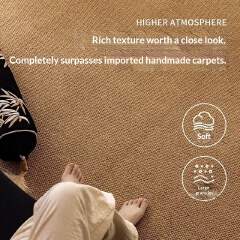 Oriental Aesthetics Imitation Sisal Carpet, Wear‑Resistant Anti‑Slip Large Area Rug for Living Room Sofa, Japanese‑Style Simple Bedside Floor Mat for Bedroom