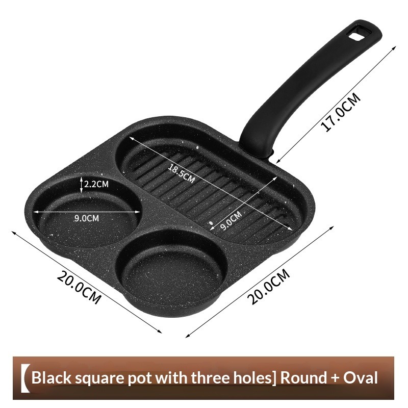 4-Hole Non-Stick Egg Frying Pan, Maifan Stone Pancake Pan, Multi-Function Breakfast Egg Burger Maker for Home Cooking