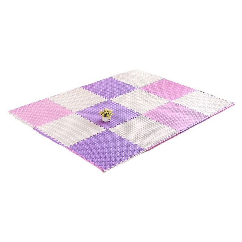 【 Pack of 10 】Self‑Adhesive Interlocking Carpet Tile, Grey‑White Checkerboard Peel‑and‑Stick Floor Mat, Cuttable Non‑Slip Floor Covering for Bedroom & Living Room