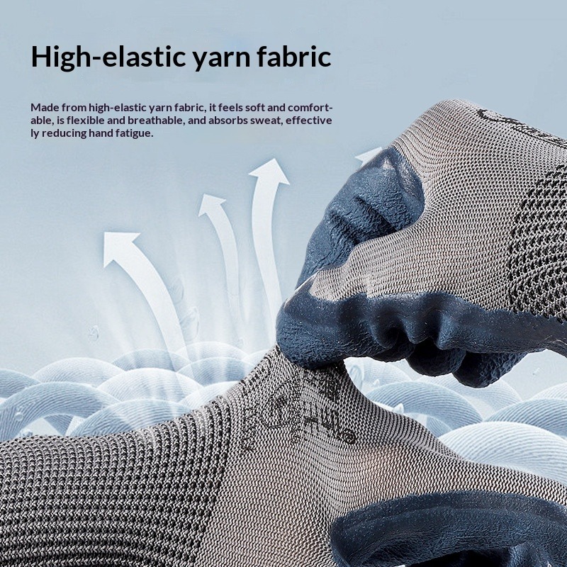 【12 pairs】Tyre Rubber Work Gloves, Anti-slip Wear-resistant Rubber Coated Safety Gloves for Construction, Auto Repair & Handling