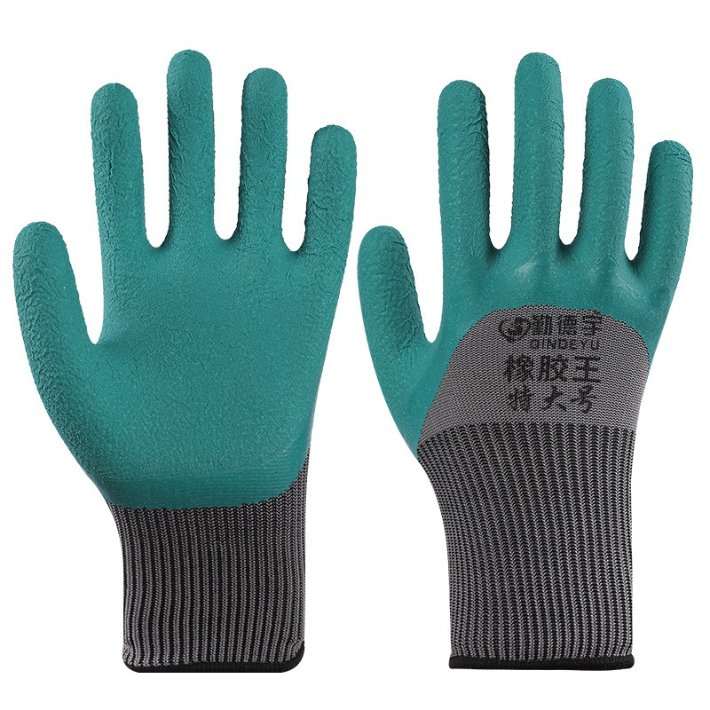【12 pairs】Tyre Rubber Work Gloves, Anti-slip Wear-resistant Rubber Coated Safety Gloves for Construction, Auto Repair & Handling