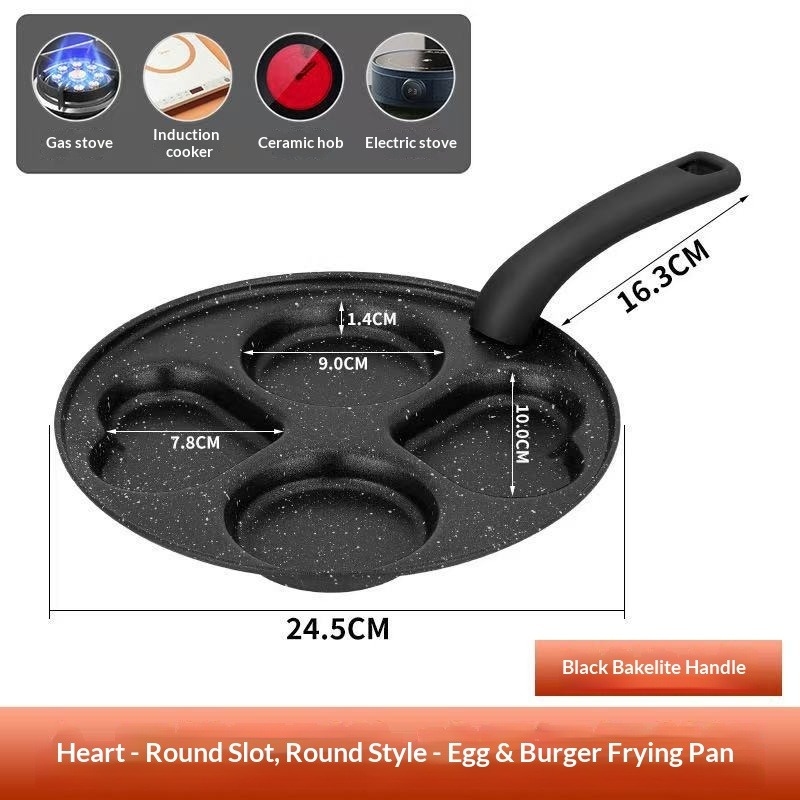 4-Hole Non-Stick Egg Frying Pan, Maifan Stone Pancake Pan, Multi-Function Breakfast Egg Burger Maker for Home Cooking