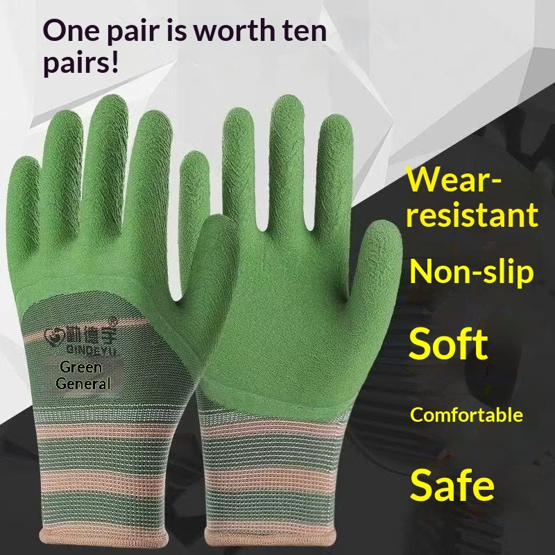 【12 pairs】Tyre Rubber Work Gloves, Anti-slip Wear-resistant Rubber Coated Safety Gloves for Construction, Auto Repair & Handling