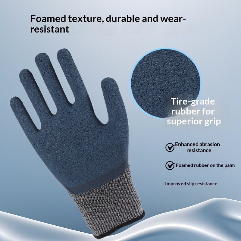 【12 pairs】Tyre Rubber Work Gloves, Anti-slip Wear-resistant Rubber Coated Safety Gloves for Construction, Auto Repair & Handling