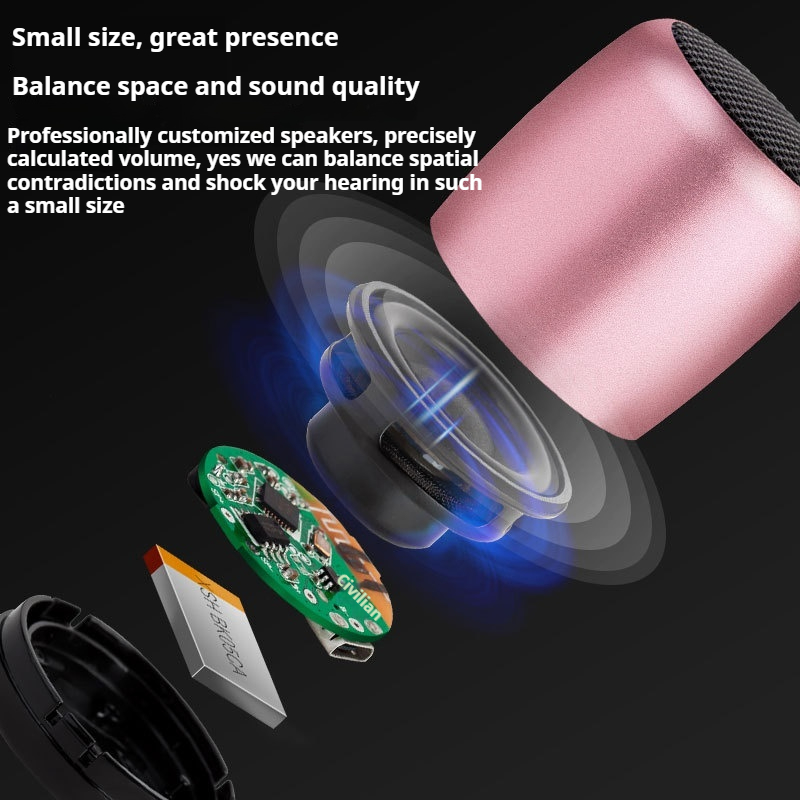 Palm mini Bluetooth speaker, wireless mini speaker, can be hung as a bag, keychain, outdoor portable, subwoofer, small steel cannon