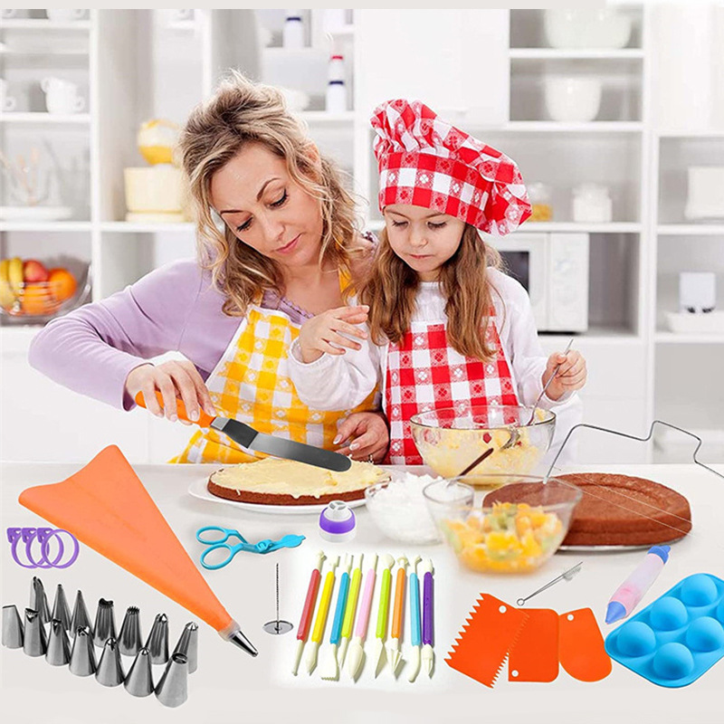 Complete set of baking tools for novice home use, including cake molds with three-layer storage boxes, cookies, chocolate, and parent-child baking tools
