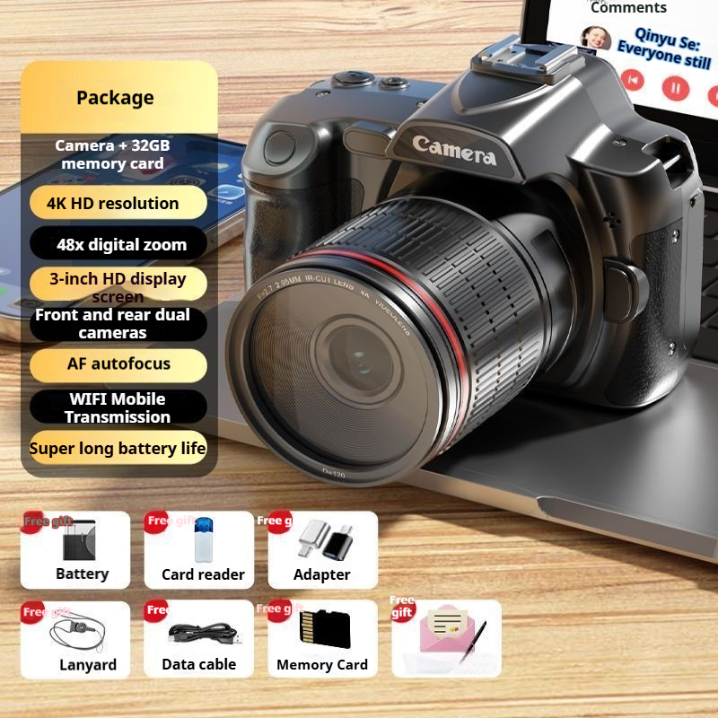 4K WiFi rechargeable 48x digital zoom camera with 96 megapixel periscope high-definition digital camera body anti shake WiFi campus life travel video recording