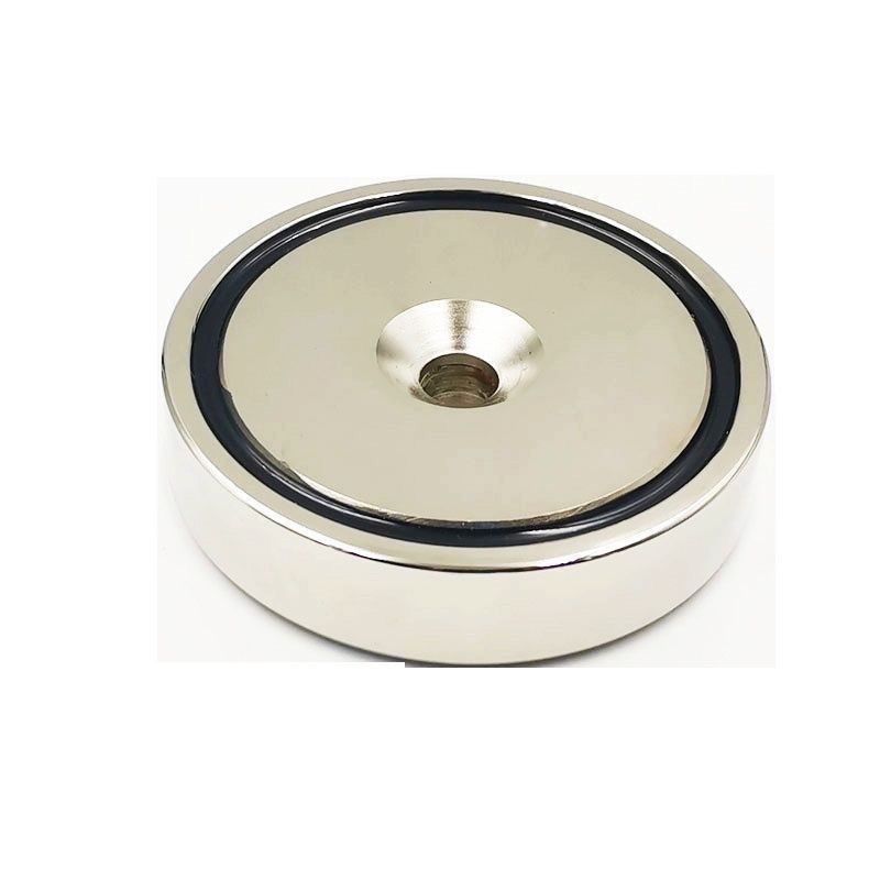Industrial grade neodymium iron boron strong salvage magnet belt with 304 stainless steel lifting ring, strong magnetic suction cup with a maximum suction of 600kg, underwater river treasure hunting a