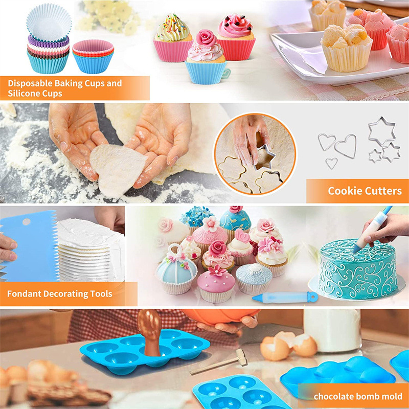 Complete set of baking tools for novice home use, including cake molds with three-layer storage boxes, cookies, chocolate, and parent-child baking tools