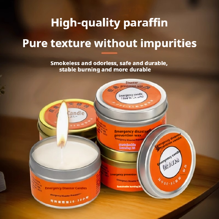 Power outage, household emergency disaster prevention, sealed iron cans, candles, smoke-free, odorless, windproof, waterproof, single stick, sustainable and stable combustion for 26-30 hours