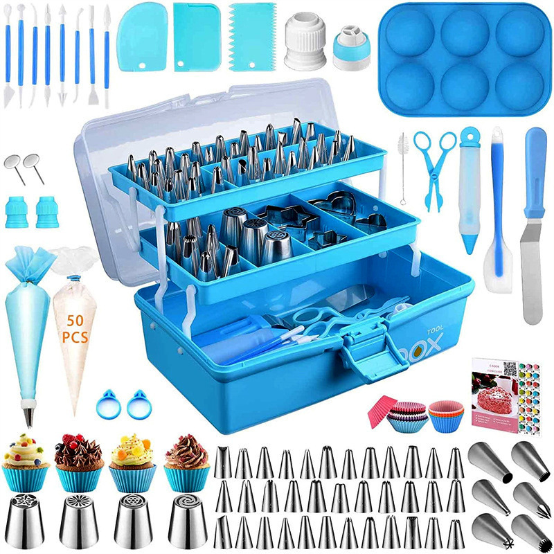 Complete set of baking tools for novice home use, including cake molds with three-layer storage boxes, cookies, chocolate, and parent-child baking tools
