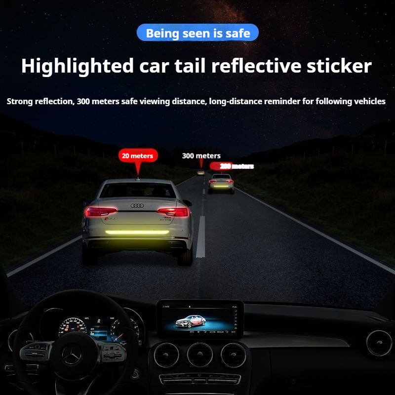Diamond grade strong reflective car tail warning sticker with continuous tail lights, anti rear end collision night driving safety label sticker