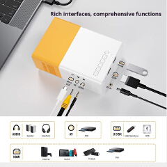 Ultra lightweight pocket mini projector, home outdoor high-definition mini projector, multi interface, multi language, mobile, portable, private cinema equipment