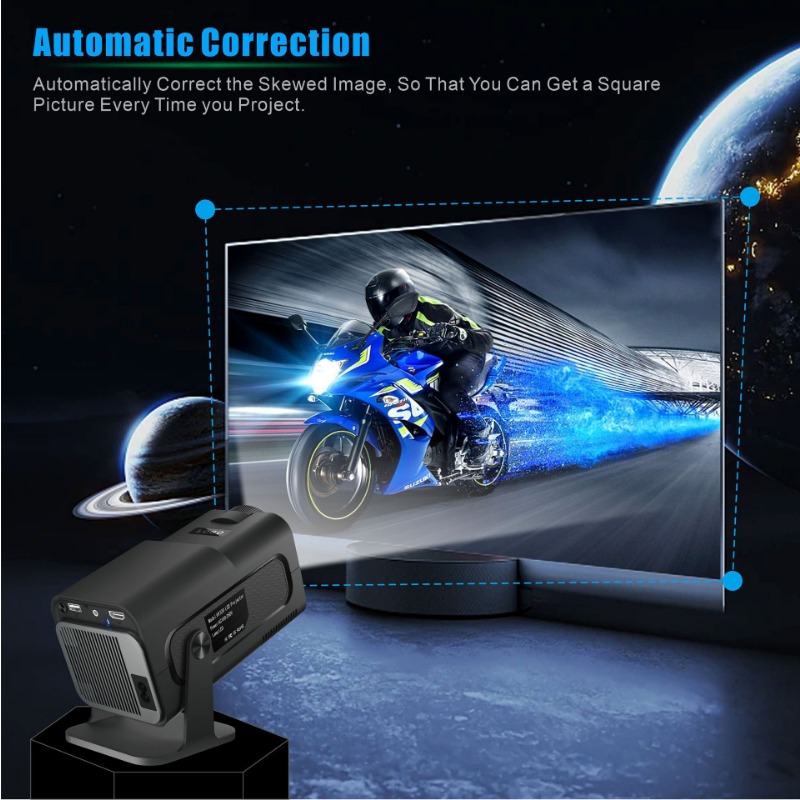 HY320Mini 4K Hard Decoding WiFi6 Dual Band Bluetooth 5.0 Intelligent Projector 180 ° Rotation Automatic Keystone Correction Low Noise Home Portable HD Projector