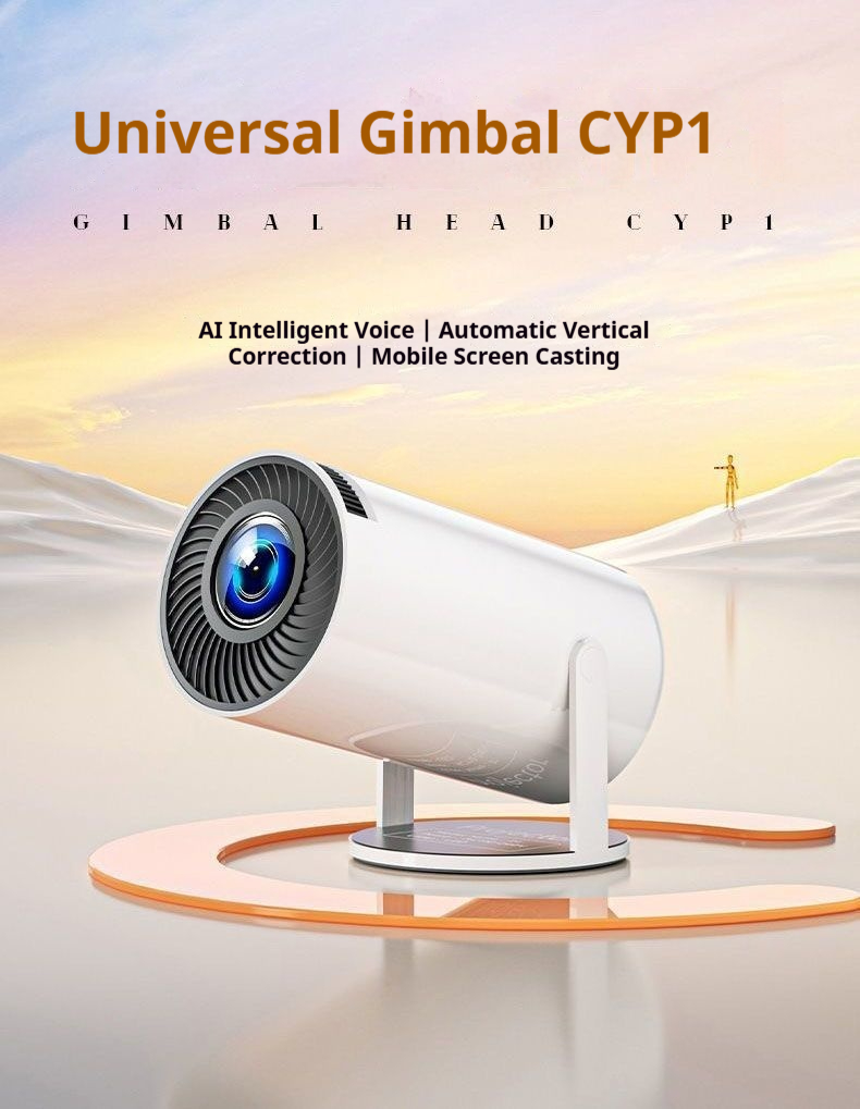 New technology CYP1 universal gimbal projector does not require WiFi connection, wireless automatic screen projection, AI voice automatic correction, high-definition home portable projector