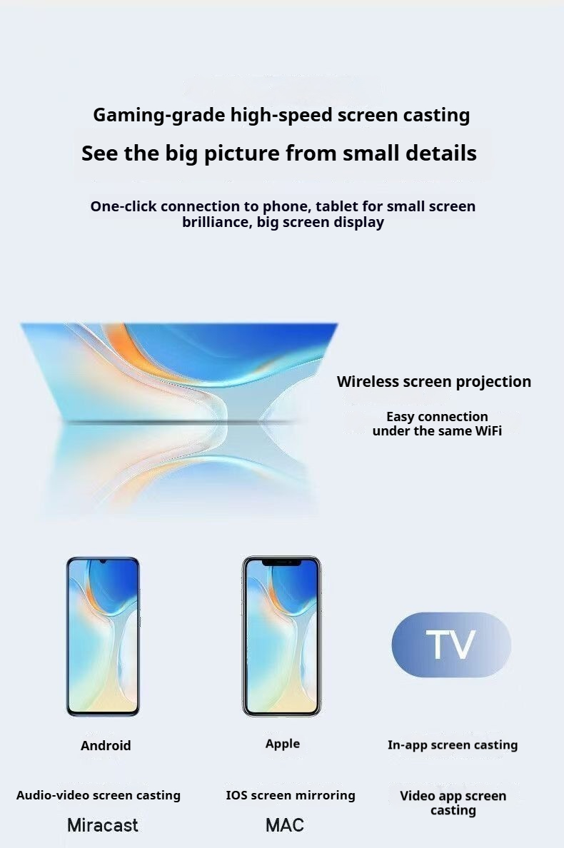 180 ° rotating pan tilt high-definition home projector Android Apple fully compatible multi-mode projection low blue light eye protection portable office entertainment projector