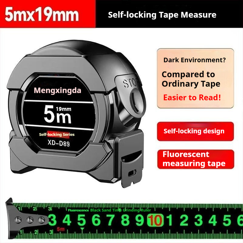 Black technology thickened anti drop and wear-resistant tape measure 5 meters 7.5 meters 10 meters box measure meter measure high-precision fluorescent steel tape measure