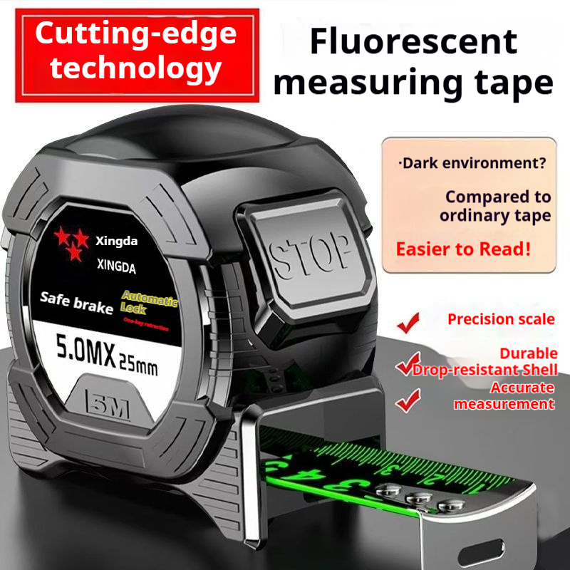 Black technology thickened anti drop and wear-resistant tape measure 5 meters 7.5 meters 10 meters box measure meter measure high-precision fluorescent steel tape measure