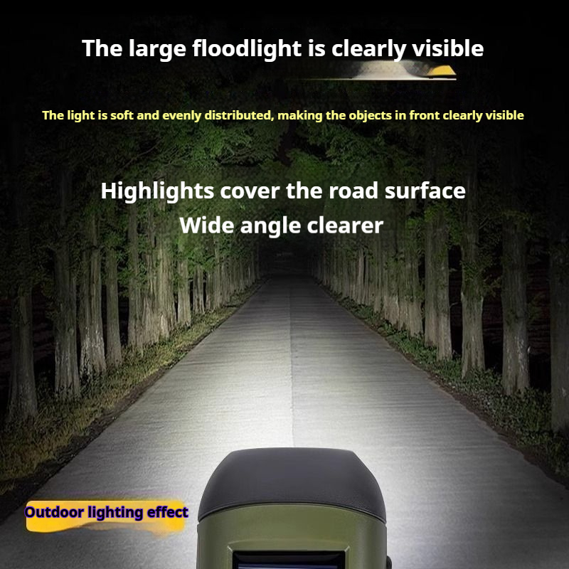 Solar powered hand cranked emergency flashlight outdoor six in one Type-C fast charging power bank climbing buckle portable three head strong light illumination flashlight