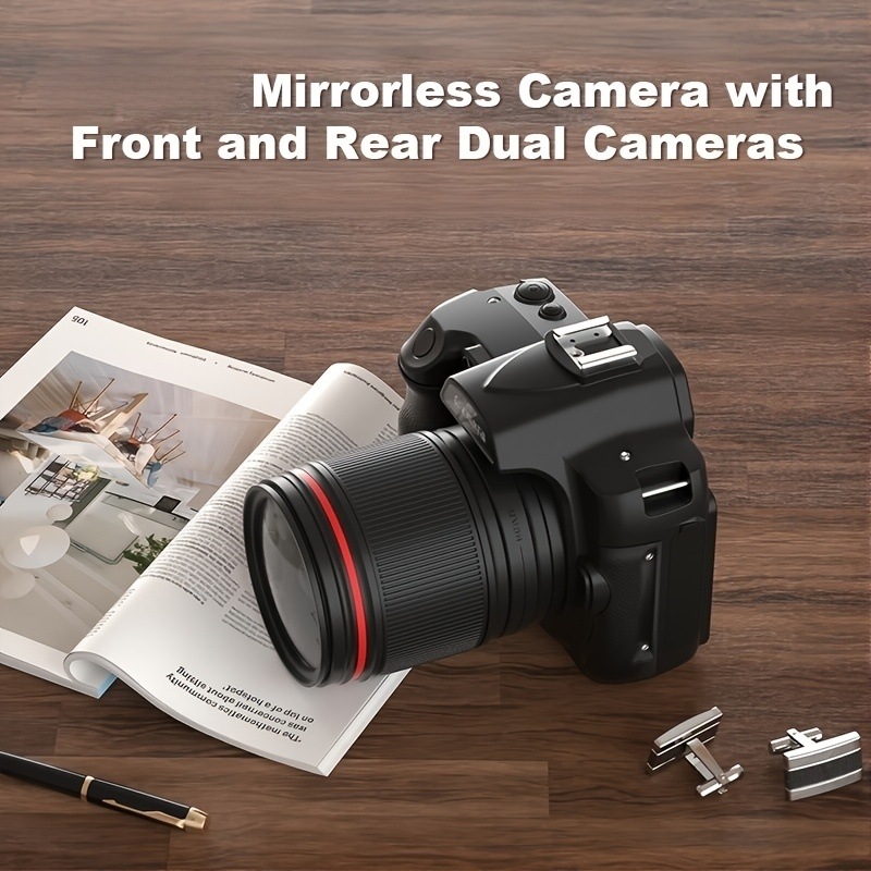 4K high-definition 64 megapixel WiFi digital camera with front and rear dual cameras, IR-CUT night vision interchangeable lens, anti shake vlog mirrorless camera