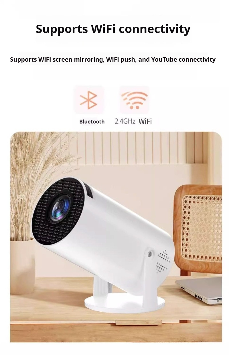 180 ° rotating pan tilt high-definition home projector Android Apple fully compatible multi-mode projection low blue light eye protection portable office entertainment projector