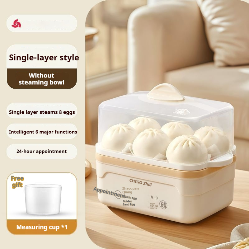 Multi functional intelligent reservation egg cooker, double-layer large capacity household steamer, breakfast bun, corn, and complementary food machine, multi-purpose magical tool