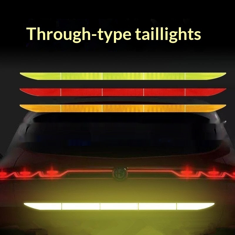 Diamond grade strong reflective car tail warning sticker with continuous tail lights, anti rear end collision night driving safety label sticker